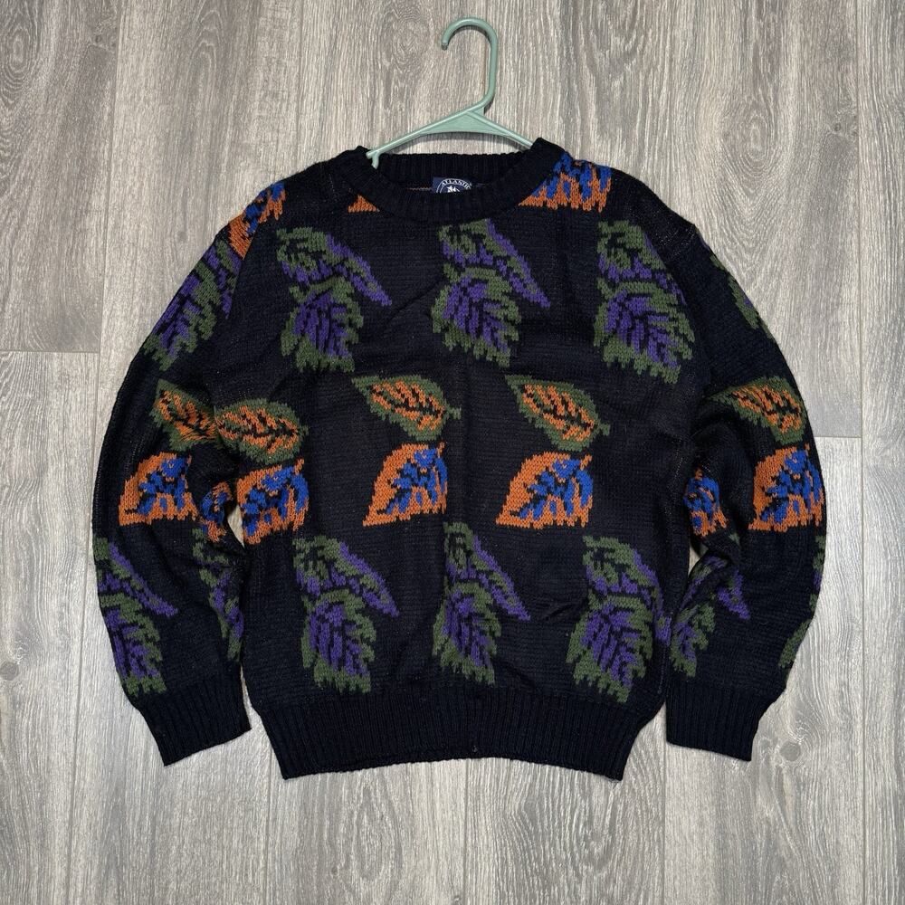 Vintage 90s Atlantic Traders Sweater Fall Leaves Crewneck Adult Medium Korea